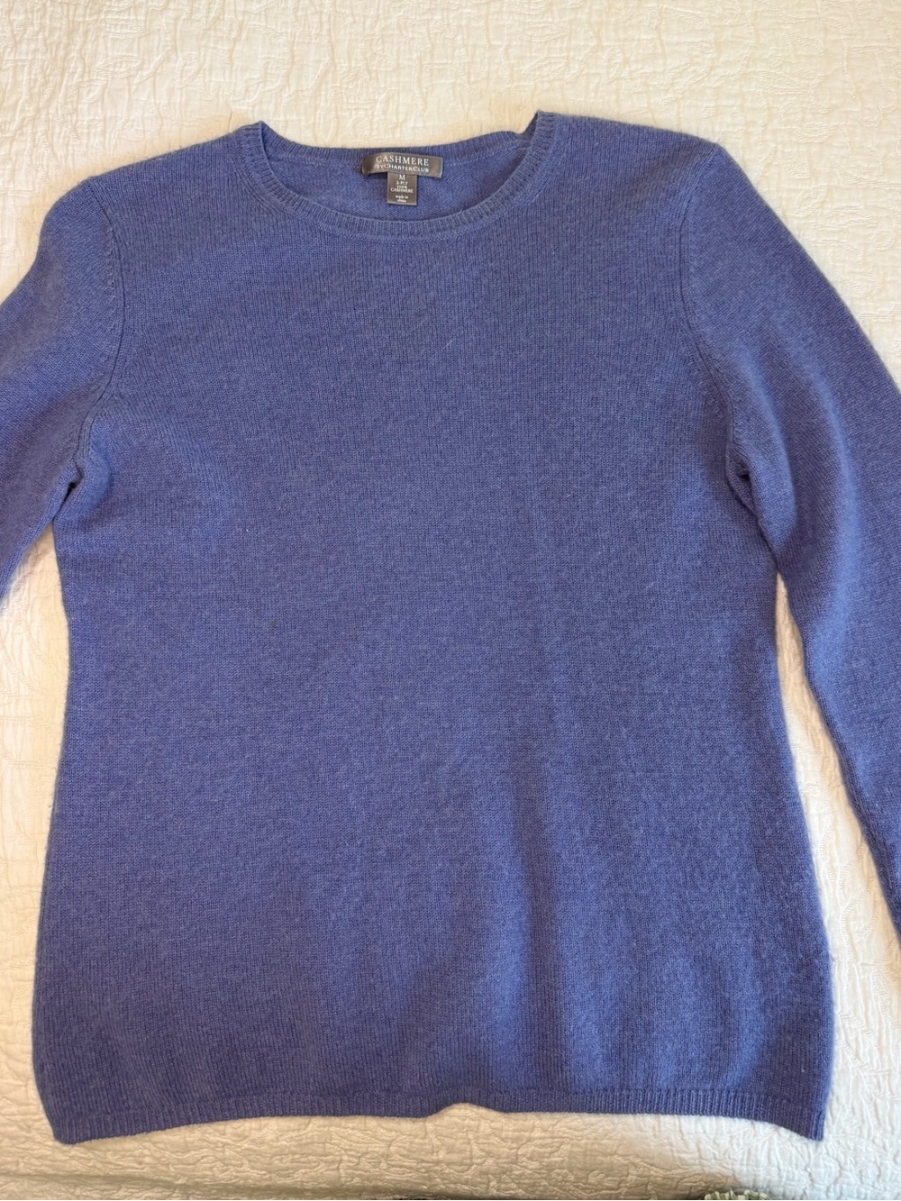 Charter Club 100% Cashmere 2-Ply Crewneck Sweater Blue Size M